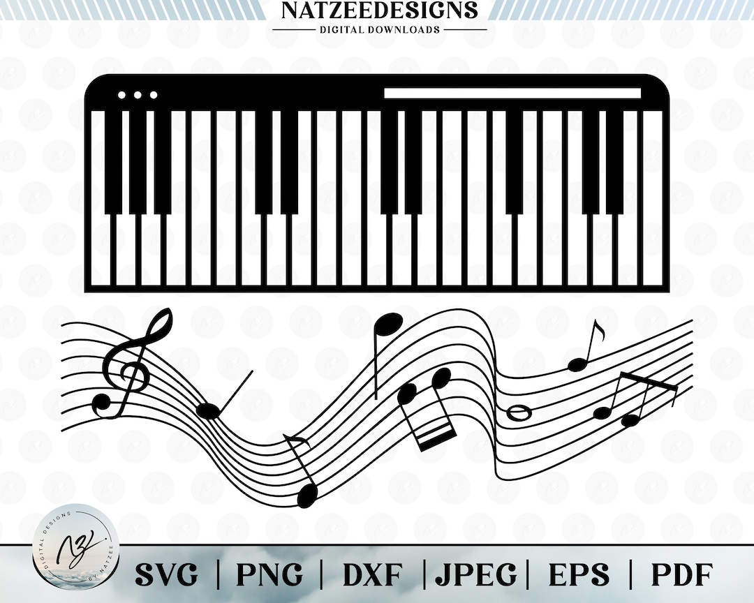 Piano With Notes. Cut Files for Cricut. Clip Art eps, Svg, Pdf, Png ...