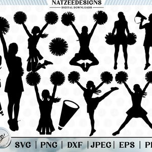 Cheerleader Svg Bundle, Cheerleading Svg, Cheer Svg, Cheerleader Clipart, Cheerleader Silhouette, Cheer Cut File, Cheer Megaphone, Cheer Pom