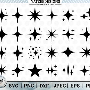 Sparkles SVG Designs | 15 Different Unique Sparkle Silhouettes Bundle | Cut Files for Cricut, PNG, Instant Download, Svg, Png, Cut Files