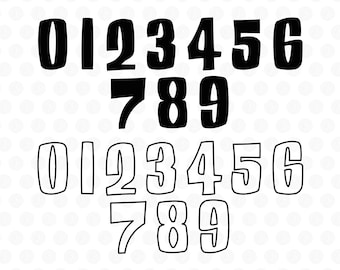 May include: A digital graphic featuring two sets of the numbers zero through nine. The top set consists of solid black numerals, while the bottom set displays the same numbers as white outlines with black borders, all arranged in a clean, uniform layout.