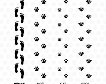 Paw prints icons set. Cut files for Cricut. Clip Art silhouettes (eps, svg, pdf, png,  jpeg).