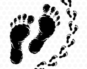 Footprints Clipart, Hand Paint Style (svg, png, eps, pdf)