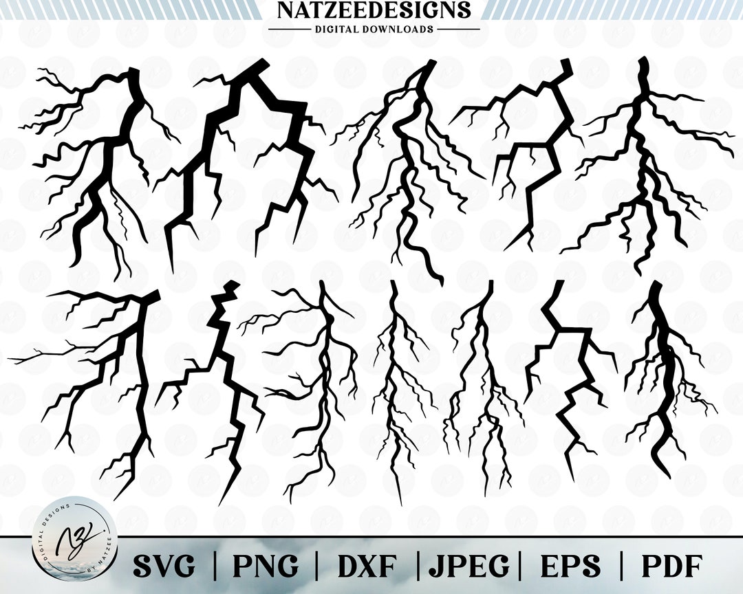 Lightning Svg, Cut Files for Cricut. Clip Art (eps, Svg, Pdf, Png, Dxf ...