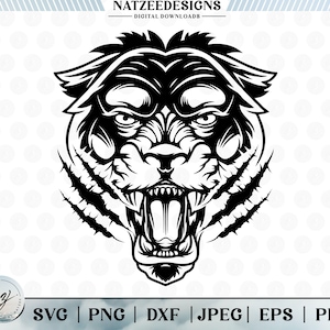 Tiger svg, Tigers Mascot Svg, Cricut Silhouette Files, Tigers Png, Animals Clip art Svg Cricut, For Silhouette Eps, Vector, Digital Download