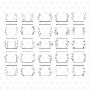 Split Floral Frame Svg, Floral Border Svg, Floral Frame Svg, Wedding Border Svg, Wildflower Svg, Flower Svg, Cricut File, Instant Download