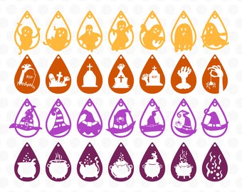 Halloween Earrings SVG, Halloween Jewelry Svg, Faux Leather Earrings SVG, Digital Glowforge, Clipart, Svg, Eps, Png, Pdf Instant Download