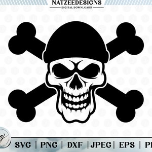 Jolly roger Svg, Pirate skull Svg, Clip Art Silhouettes, Cut files for Cricut, eps, svg, pdf, png, jpeg, Digital Download File