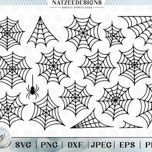 Spider Web SVG Designs | 15 Different Unique Spider Web Silhouettes Bundle | Cut Files for Cricut, PNG, Instant Download, Svg, Png