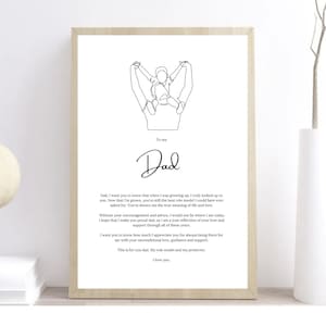 IMPRESIÓN DIGITAL / Poema para papá, Regalo para papá, Impresión para papá