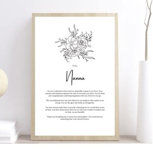 DIGITAL PRINT | Poem for Nanna/Nanny, Gift for Nanna, Gift for Nanny, Print for Nanna, Print for Nanny