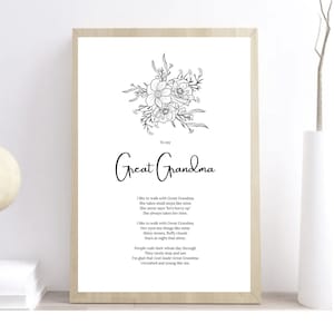 DIGITAL PRINT | Poem for Great Grandma, Gift for Great Grandma, Print for Great Grandma