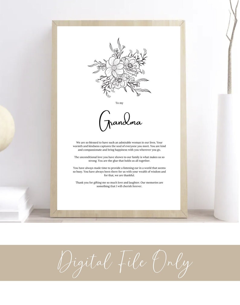 DIGITAL PRINT | Poem for Grandma, Gift for Grandma, Print for Grandma ...