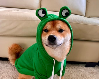 Dog Cat Halloween Frog Costume for Small Dog Funny Sweater for Frenchie Clothes for Dog Model Social Media Best Gift for Dog Cat Lovers