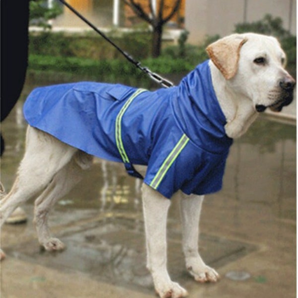 Hondenregenjas Waterdicht Winddicht Hondenregenjack voor kleine middelgrote grote honden Reflecterende strepen voor de veiligheid van uw hond 's nachts