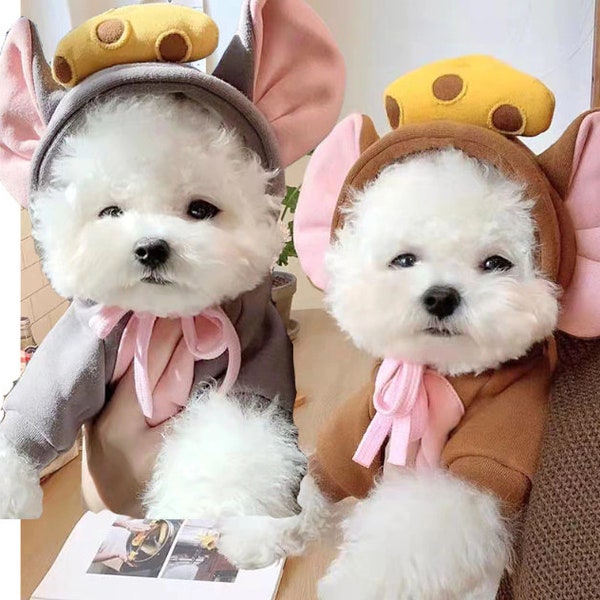 Pet Costume, Dog, Cat Halloween Costume, Funny Pet Costumes, Mouse and Cheese Costume for Dogs and Cats, Halloween Costume for Dogs