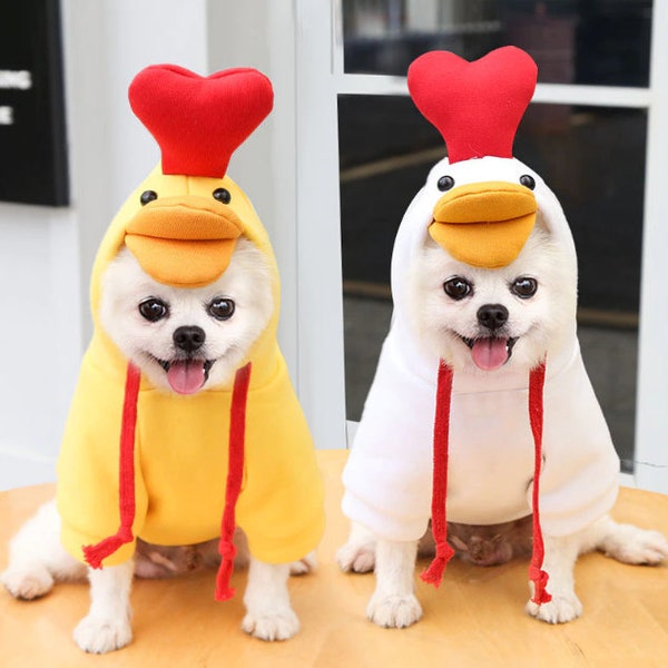 Costume d'animal familier, chien, costume d'Halloween de chat, costumes drôles d'animal familier, costume de canard jaune et blanc pour des chiens et des chats, costume d'Halloween pour des chiens