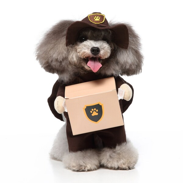 Funny Dog Costume for Halloween Pets UPS USPS Mail Man Dog Costume for Extra Small, Small, Medium and Large Dogs and Cats