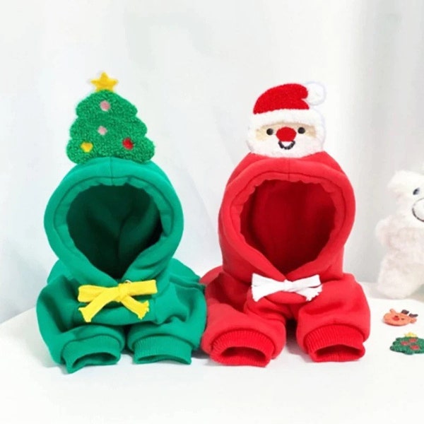 Traje de mascota, traje de Navidad para perros, sudadera con capucha divertida para mascotas, suéter de Navidad para mascotas, rojo, ropa de perro verde, ropa de Navidad