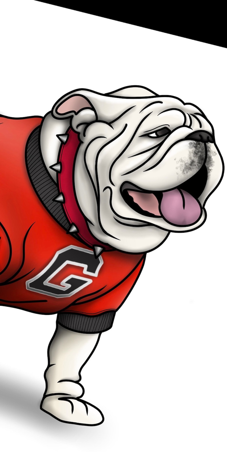 Bulldogs Mascot UGA Version 2 Red Drawing Digital Etsy
