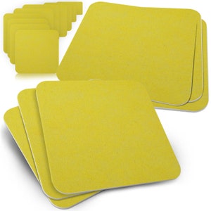 Funke & Brand Gelber Bierdeckel eckig - DIY Untersetzer eckig 50 Stück - naturbelassene gelbe Glasunterlage aus Holzschliffpappe - Coaster G