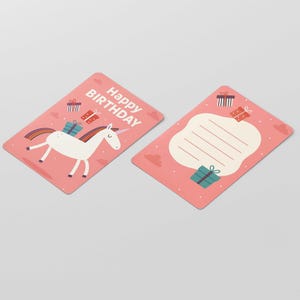 10x Einhorn Geburtstagskarte A6 mit Umschlag – Happy Birthday Karte für Mädchen Geburtstag, Einhorn-Fan, Rosa, Pastell, Märchen Magisch