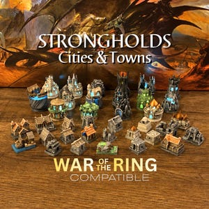 Strongholds, Cities and Towns - War of the Ring Second Edition Compatible Deluxe Upgrades with LED Lighting