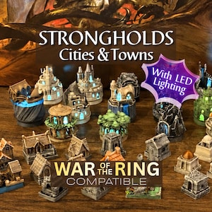 Strongholds, Cities and Towns with LED Lighting - War of the Ring Second Edition Compatible Deluxe 3D Upgrades