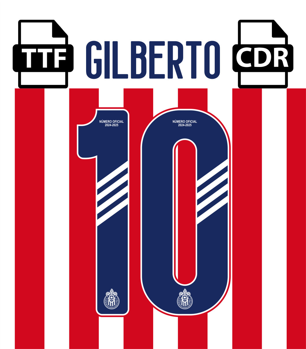 New Font Vector Jersey Chivas Guadalajara 20242025 / Font *TTF *cdr/vector File Kit Shirt
