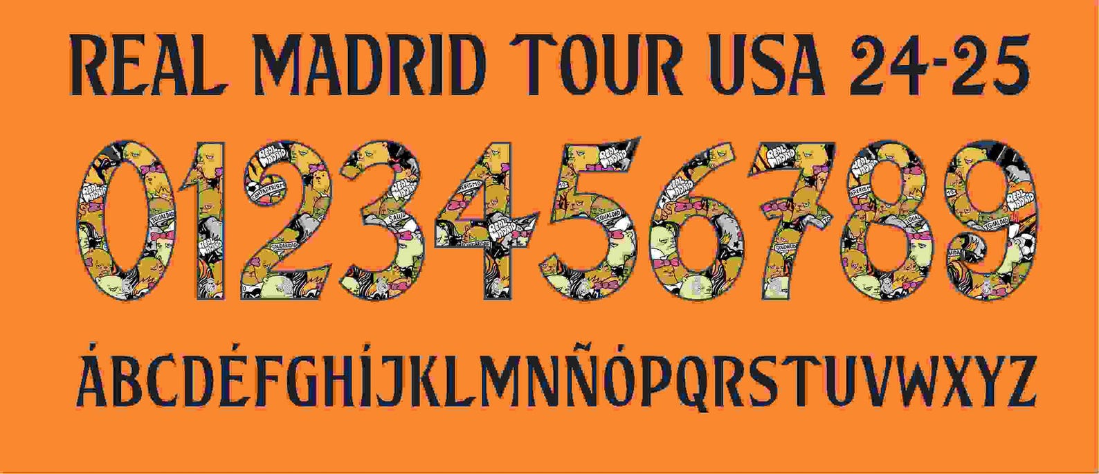 New Font Vector Jersey Real Madrid Tour USA 20242025 / Font TTF cdr/vector File Kit Shirt