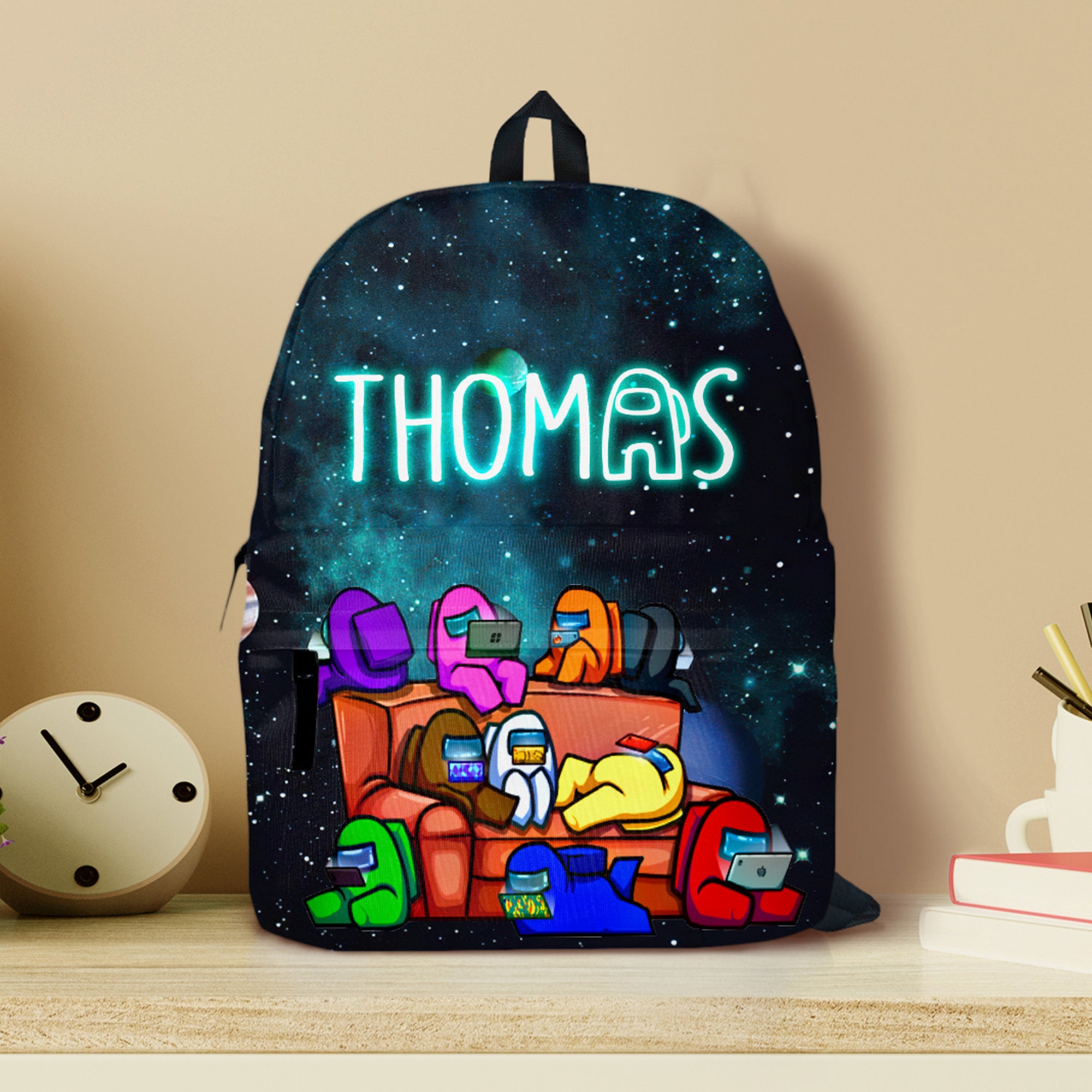 Among Us Backpack, Among Us School Bag, Personalized Gamer School Bag