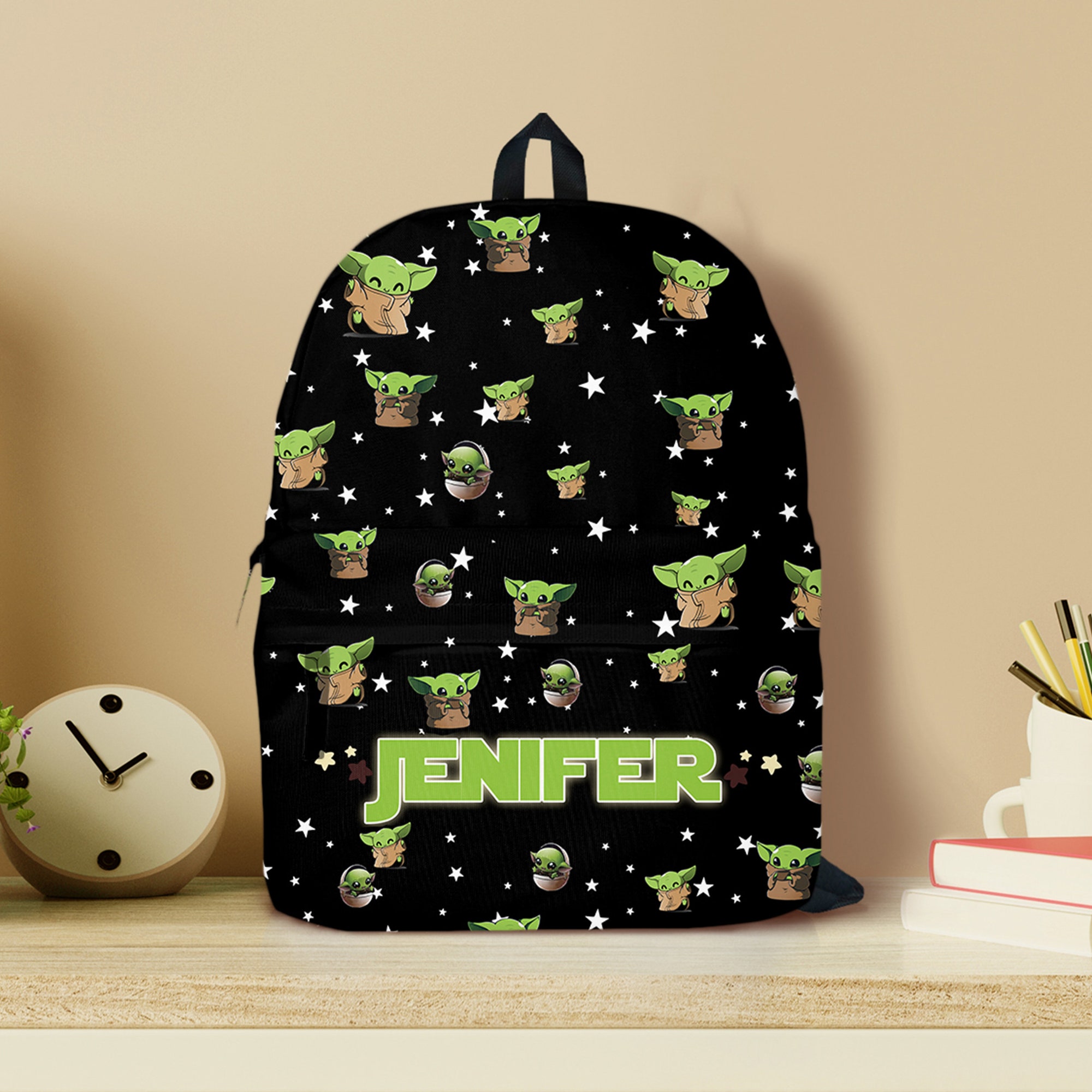 Baby Yoda Backpack, Customize Boys Girls Student The Child Baby Yoda School Backpack,