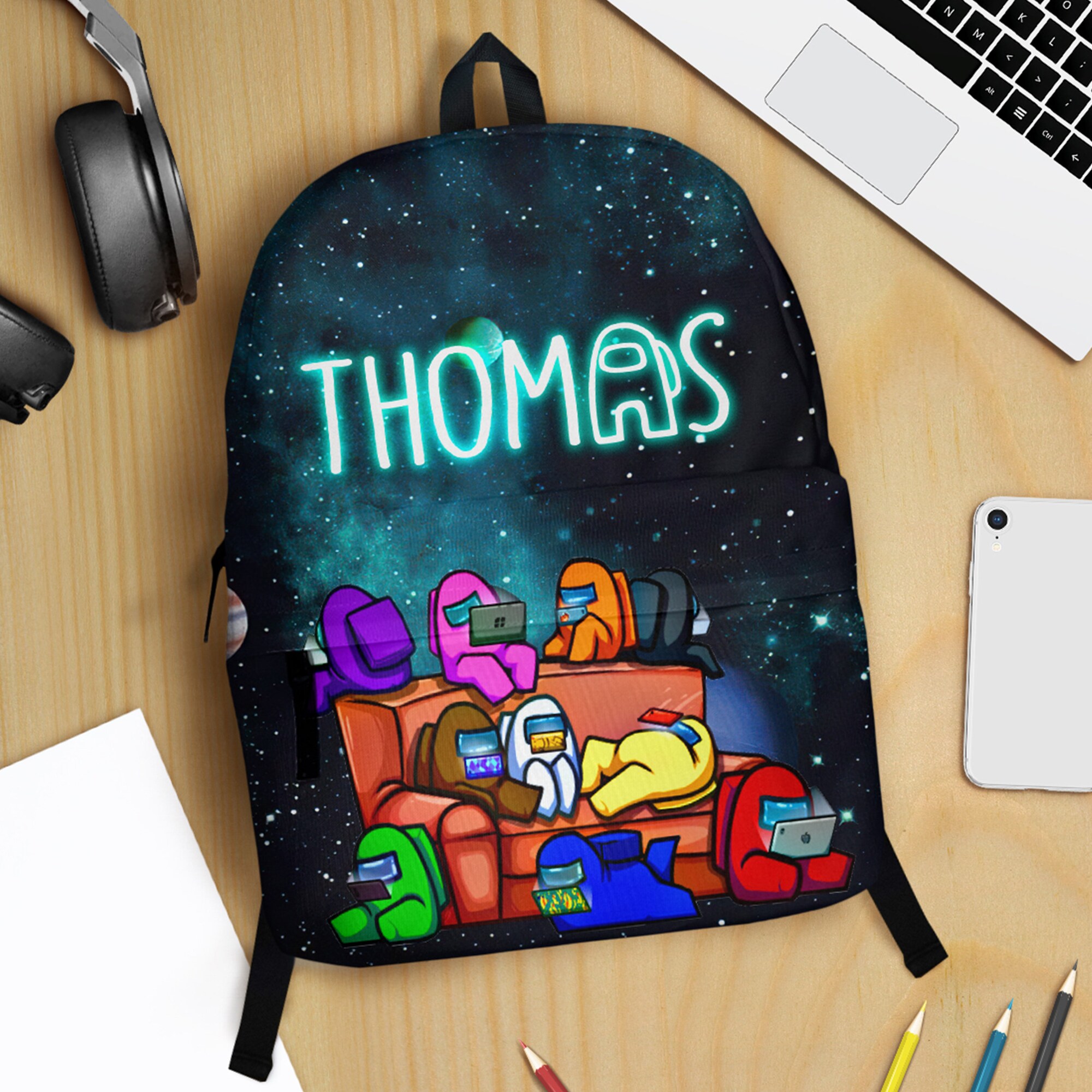 Among Us Backpack, Among Us School Bag, Personalized Gamer School Bag