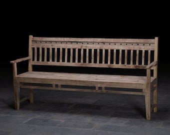 Vintage Reclaimed wood retro bench | Inspired from Antique Furniture | Bleach finish | Garden bench | Farmhouse furniture | Rustic Finish