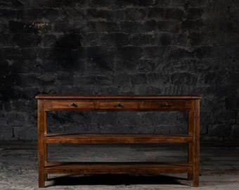Rustic Reclaimed Wood Console Table with Drawers - Entryway Storage Table