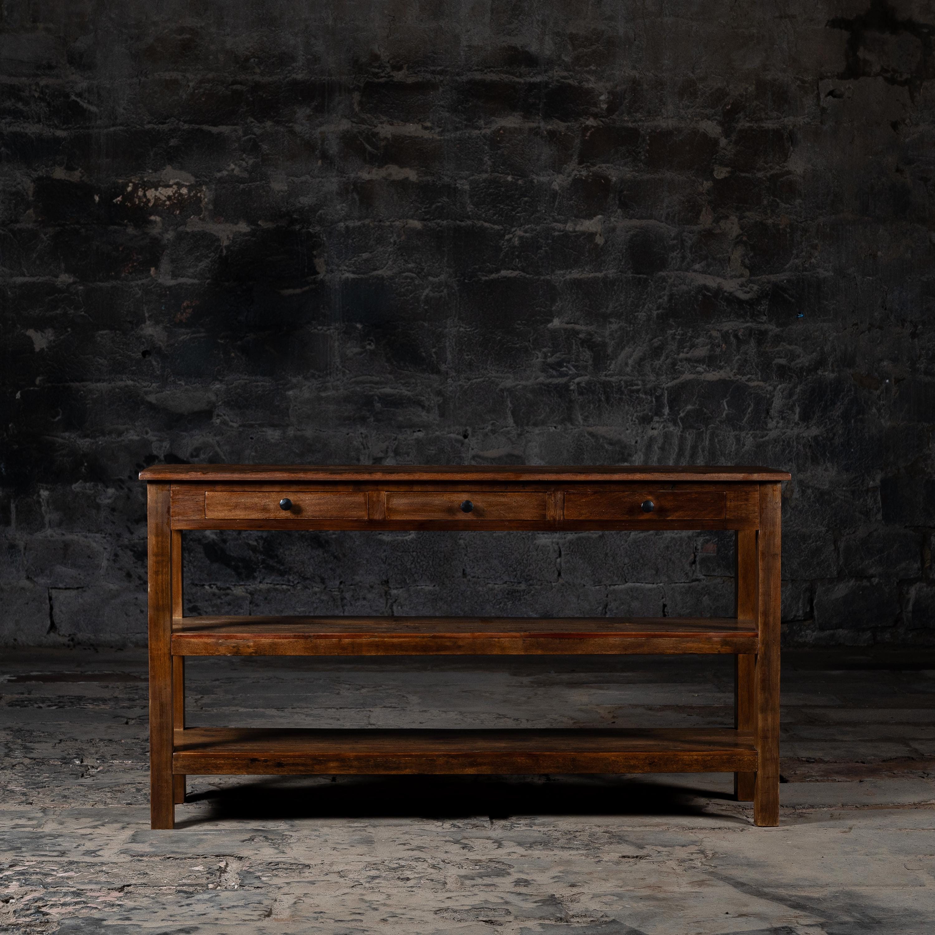 Rustic Reclaimed Wood Console Table With Drawers - Entryway Storage ...