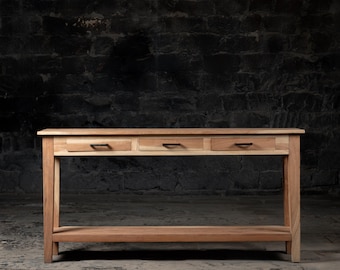 Reclaimed Wood Console Table: Entryway Storage with Drawers & Shelf