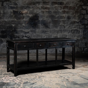 Vintage Reclaimed Wood Console Table with Drawers