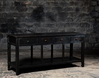 Vintage Reclaimed Wood Console Table with Drawers
