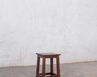 Handmade Reclaimed Wood Stool – Rustic Farmhouse Plant Stand