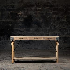 Handcrafted Reclaimed Wood Console Table with Drawers