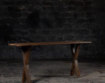 Reclaimed Wood Console Table: Rustic Bleach Finish Entryway Table