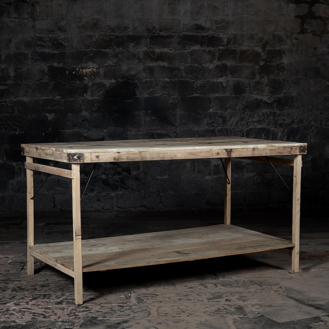 Handmade Reclaimed Wood Counter Table: Rustic Farmhouse Kitchen Island ...
