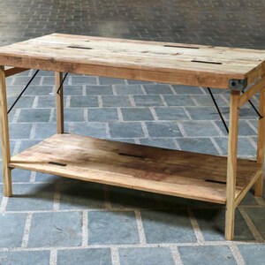 Vintage Reclaimed Wood Counter Table With Bottom Shelf for Kitchen