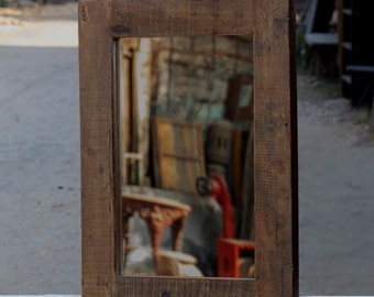 Old Vintage reclaimed wood mirror frame for bathroom, Bedroom, dressing room in Natural Finish. Antique mirror, vintage/Antique photo frame.