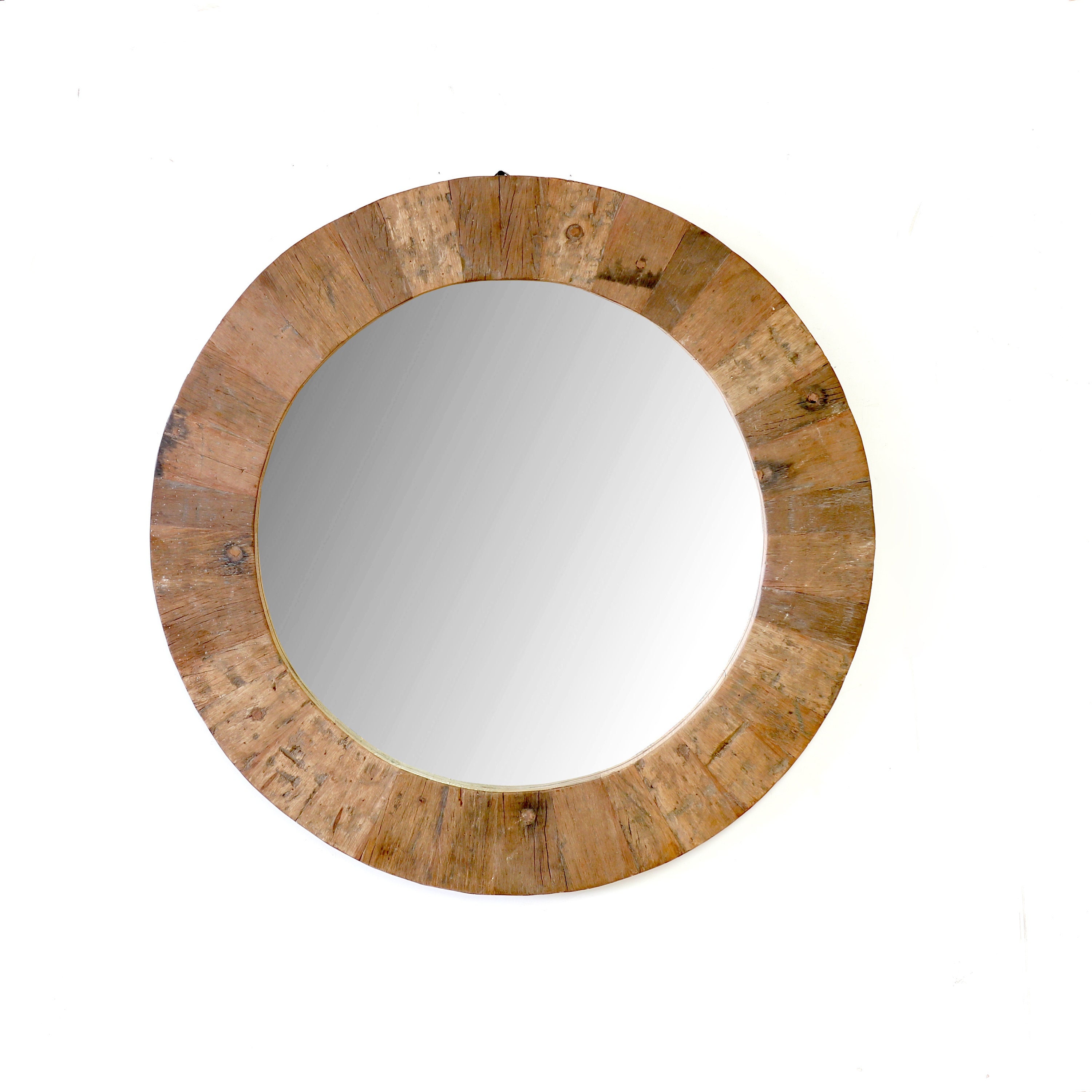 Round Reclaimed Wood Mirror Round Reclaimed Wood Mirror