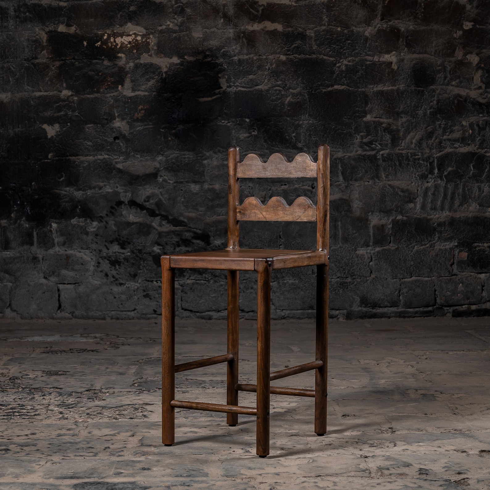 Tarang Counter Chairs Reclaimed Wood Bar Chair: Rustic Brown Finish