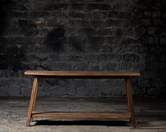 Vintage Reclaimed wood Console table With shelf | Rustic farmhouse Sleeper/Barn wood Console table | Easily Customisable in Size and Finish