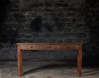 Vintage Weathered wood console table With Drawers | Farmhouse Console table | Antique Style Finish | Rustic entryway Console with Drawers