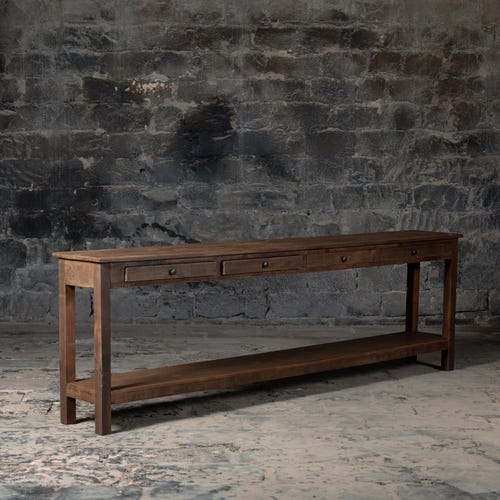 Rustic Reclaimed Wood Console Table: Farmhouse Entryway Table with Drawers