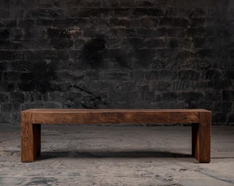 Handcrafted Reclaimed Wood Bench: Rustic Entryway or Living Room Seating